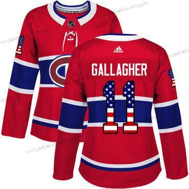 Adidas Naisten Montreal Canadiens #11 Brendan Gallagher Punainen Kotiottelupaita Aito USA Flag Ommeltu NHL Paita