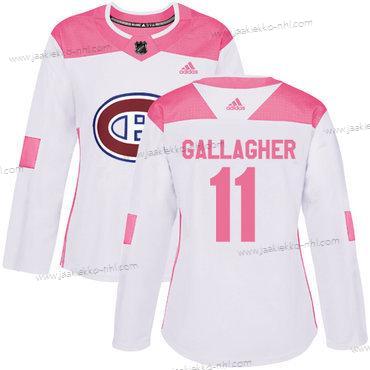 Adidas Naisten Montreal Canadiens #11 Brendan Gallagher Valkoinen Pinkki Aito Ommeltu NHL Paita