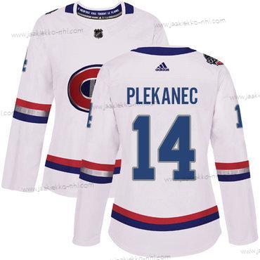 Adidas Naisten Montreal Canadiens #14 Tomas Plekanec Valkoinen Aito 1917-2017 100th Klassinen Ommeltu NHL Paita