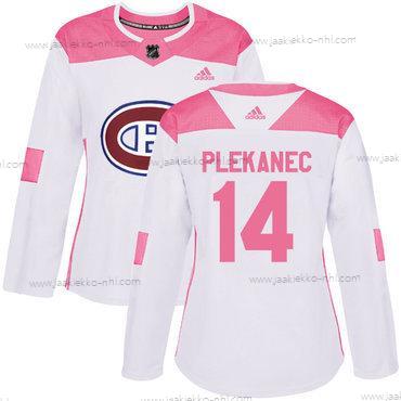 Adidas Naisten Montreal Canadiens #14 Tomas Plekanec Valkoinen Pinkki Aito Ommeltu NHL Paita