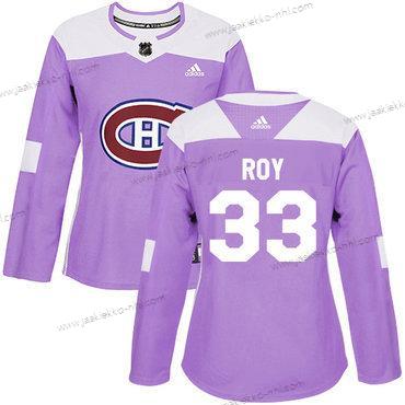 Adidas Naisten Montreal Canadiens #33 Patrick Roy Violetti Aito Taistelee syöpää vastaan Ommeltu NHL Paita