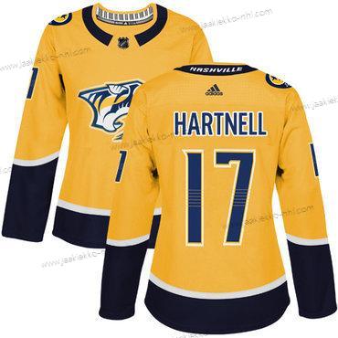 Adidas Naisten Nashville Predators #17 Scott Hartnell Keltainen Kotiottelupaita Aito Ommeltu NHL Paita