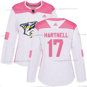 Adidas Naisten Nashville Predators #17 Scott Hartnell Valkoinen Pinkki Aito Ommeltu NHL Paita