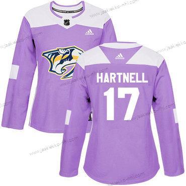 Adidas Naisten Nashville Predators #17 Scott Hartnell Violetti Aito Taistelee syöpää vastaan Ommeltu NHL Paita