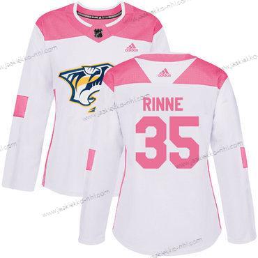 Adidas Naisten Nashville Predators #35 Pekka Rinne Valkoinen Pinkki Aito Ommeltu NHL Paita