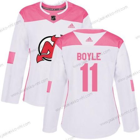 Adidas Naisten New Jersey Devils #11 Brian Boyle Valkoinen Pinkki Aito Ommeltu NHL Paita