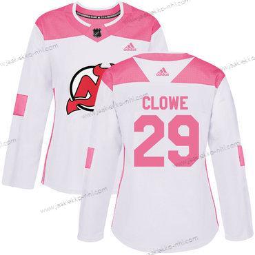 Adidas Naisten New Jersey Devils #29 Ryane Clowe Valkoinen Pinkki Aito Ommeltu NHL Paita