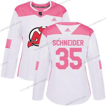 Adidas Naisten New Jersey Devils #35 Cory Schneider Valkoinen Pinkki Aito Ommeltu NHL Paita