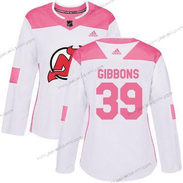 Adidas Naisten New Jersey Devils #39 Brian Gibbons Valkoinen Pinkki Aito Ommeltu NHL Paita