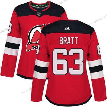 Adidas Naisten New Jersey Devils #63 Jesper Bratt Punainen Kotiottelupaita Aito Ommeltu NHL Paita