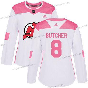 Adidas Naisten New Jersey Devils #8 Will Butcher Valkoinen Pinkki Aito Ommeltu NHL Paita