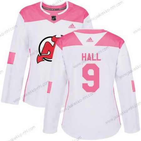 Adidas Naisten New Jersey Devils #9 Taylor Hall Valkoinen Pinkki Aito Ommeltu NHL Paita