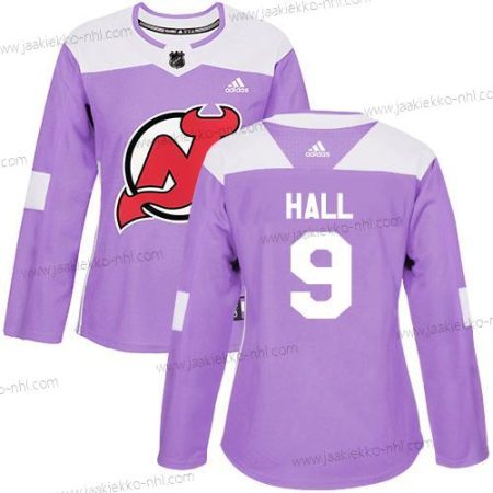 Adidas Naisten New Jersey Devils #9 Taylor Hall Violetti Aito Taistelee syöpää vastaan Ommeltu NHL Paita