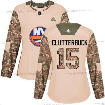 Adidas Naisten New York Islanders #15 Cal Clutterbuck Maastokuvio Aito 2017 Veterans Day Ommeltu NHL Paita