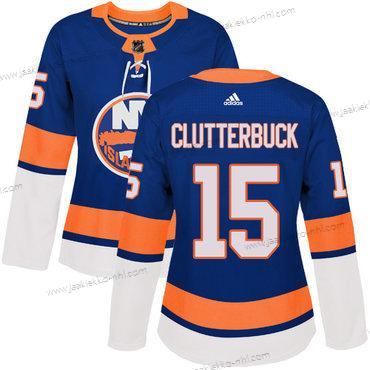 Adidas Naisten New York Islanders #15 Cal Clutterbuck Royal Sininen Kotiottelupaita Aito Ommeltu NHL Paita