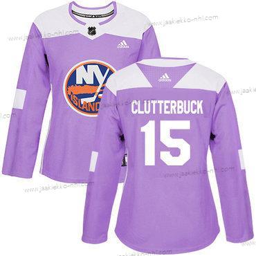 Adidas Naisten New York Islanders #15 Cal Clutterbuck Violetti Aito Taistelee syöpää vastaan Ommeltu NHL Paita