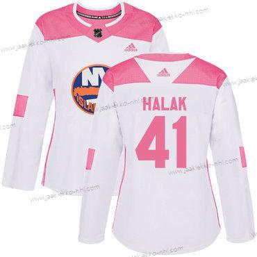 Adidas Naisten New York Islanders #41 Jaroslav Halak Valkoinen Pinkki Aito Ommeltu NHL Paita