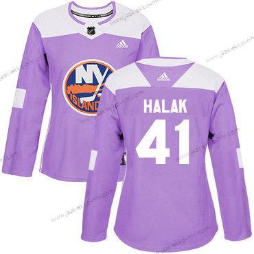 Adidas Naisten New York Islanders #41 Jaroslav Halak Violetti Aito Taistelee syöpää vastaan Ommeltu NHL Paita