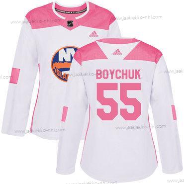 Adidas Naisten New York Islanders #55 Johnny Boychuk Valkoinen Pinkki Aito Ommeltu NHL Paita