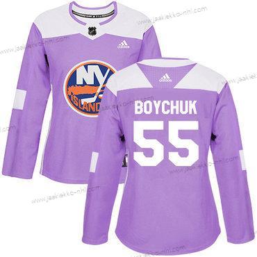 Adidas Naisten New York Islanders #55 Johnny Boychuk Violetti Aito Taistelee syöpää vastaan Ommeltu NHL Paita