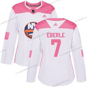 Adidas Naisten New York Islanders #7 Jordan Eberle Valkoinen Pinkki Aito Ommeltu NHL Paita