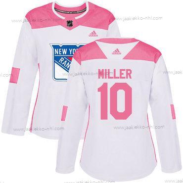 Adidas Naisten New York Rangers #10 J.T. Miller Valkoinen Pinkki Aito Ommeltu NHL Paita