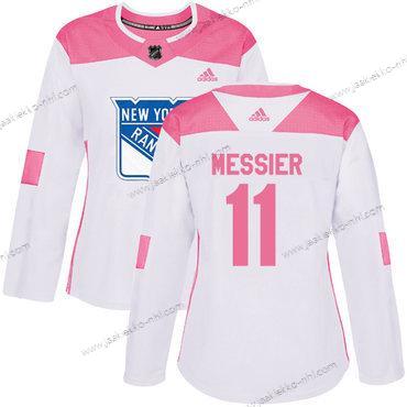 Adidas Naisten New York Rangers #11 Mark Messier Valkoinen Pinkki Aito Ommeltu NHL Paita