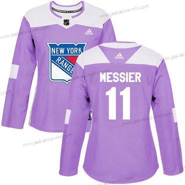 Adidas Naisten New York Rangers #11 Mark Messier Violetti Aito Taistelee syöpää vastaan Ommeltu NHL Paita