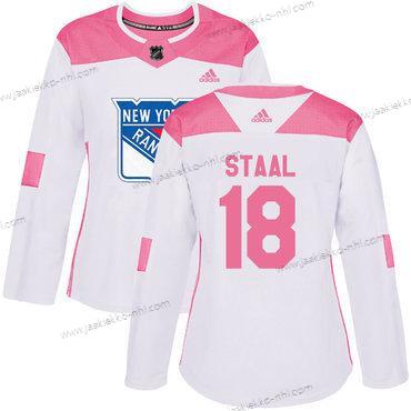 Adidas Naisten New York Rangers #18 Marc Staal Valkoinen Pinkki Aito Ommeltu NHL Paita