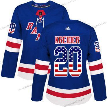 Adidas Naisten New York Rangers #20 Chris Kreider Royal Sininen Kotiottelupaita Aito USA Flag Ommeltu NHL Paita