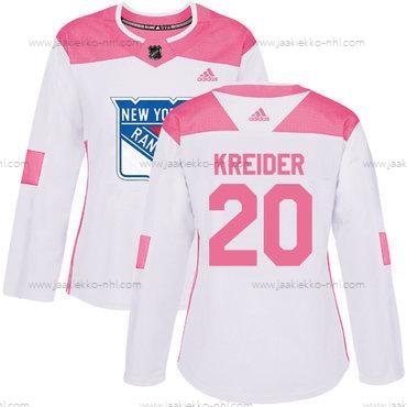 Adidas Naisten New York Rangers #20 Chris Kreider Valkoinen Pinkki Aito Ommeltu NHL Paita