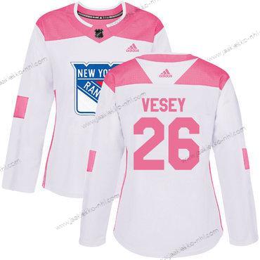 Adidas Naisten New York Rangers #26 Jimmy Vesey Valkoinen Pinkki Aito Ommeltu NHL Paita