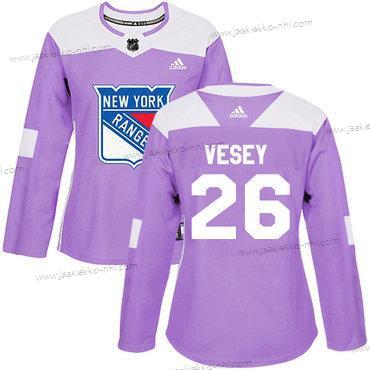 Adidas Naisten New York Rangers #26 Jimmy Vesey Violetti Aito Taistelee syöpää vastaan Ommeltu NHL Paita