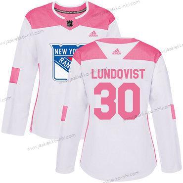 Adidas Naisten New York Rangers #30 Henrik Lundqvist Valkoinen Pinkki Aito Ommeltu NHL Paita