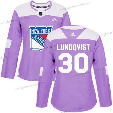 Adidas Naisten New York Rangers #30 Henrik Lundqvist Violetti Aito Taistelee syöpää vastaan Ommeltu NHL Paita