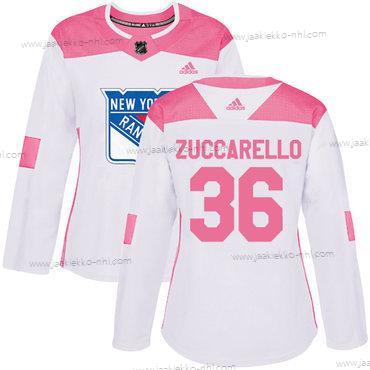 Adidas Naisten New York Rangers #36 Mats Zuccarello Valkoinen Pinkki Aito Ommeltu NHL Paita