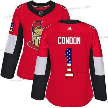 Adidas Naisten Ottawa Senators #1 Mike Condon Punainen Kotiottelupaita Aito USA Flag Ommeltu NHL Paita