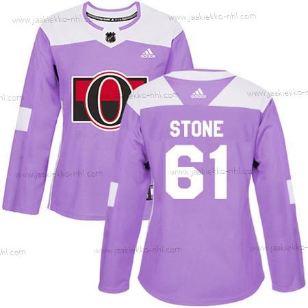 Adidas Naisten Ottawa Senators #61 Mark Stone Violetti Aito Taistelee syöpää vastaan Ommeltu NHL Paita