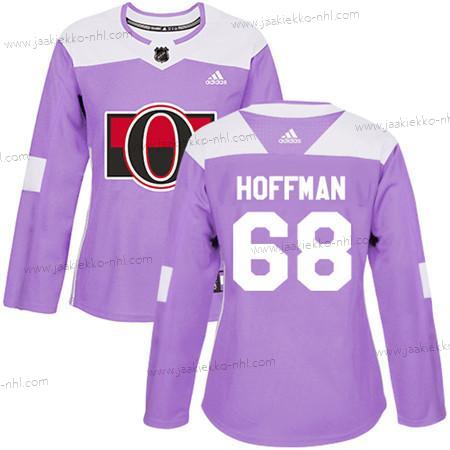 Adidas Naisten Ottawa Senators #68 Mike Hoffman Violetti Aito Taistelee syöpää vastaan Ommeltu NHL Paita