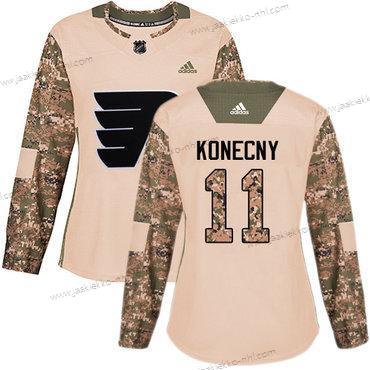 Adidas Naisten Philadelphia Flyers #11 Travis Konecny Maastokuvio Aito 2017 Veterans Day Ommeltu NHL Paita