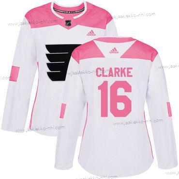 Adidas Naisten Philadelphia Flyers #16 Bobby Clarke Valkoinen Pinkki Aito Ommeltu NHL Paita