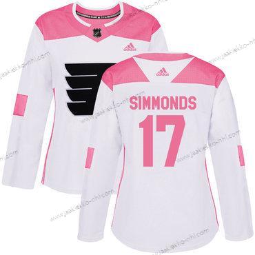 Adidas Naisten Philadelphia Flyers #17 Wayne Simmonds Valkoinen Pinkki Aito Ommeltu NHL Paita