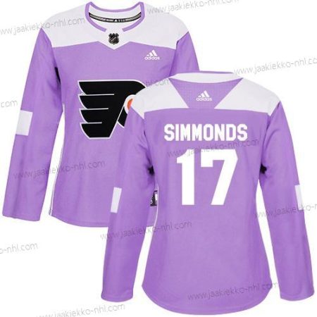 Adidas Naisten Philadelphia Flyers #17 Wayne Simmonds Violetti Aito Taistelee syöpää vastaan Ommeltu NHL Paita