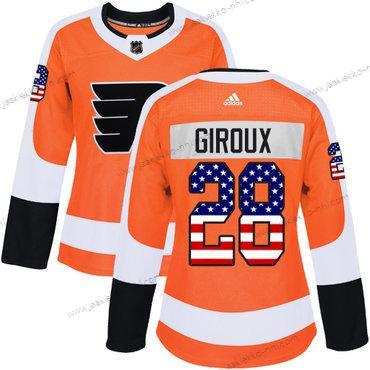 Adidas Naisten Philadelphia Flyers #28 Claude Giroux Oranssi Kotiottelupaita Aito USA Flag Ommeltu NHL Paita