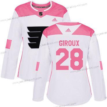 Adidas Naisten Philadelphia Flyers #28 Claude Giroux Valkoinen Pinkki Aito Ommeltu NHL Paita