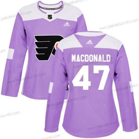 Adidas Naisten Philadelphia Flyers #47 Andrew Macdonald Violetti Aito Taistelee syöpää vastaan Ommeltu NHL Paita