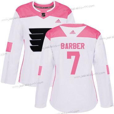 Adidas Naisten Philadelphia Flyers #7 Bill Barber Valkoinen Pinkki Aito Ommeltu NHL Paita