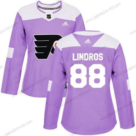 Adidas Naisten Philadelphia Flyers #88 Eric Lindros Violetti Aito Taistelee syöpää vastaan Ommeltu NHL Paita