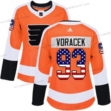 Adidas Naisten Philadelphia Flyers #93 Jakub Voracek Oranssi Kotiottelupaita Aito USA Flag Ommeltu NHL Paita