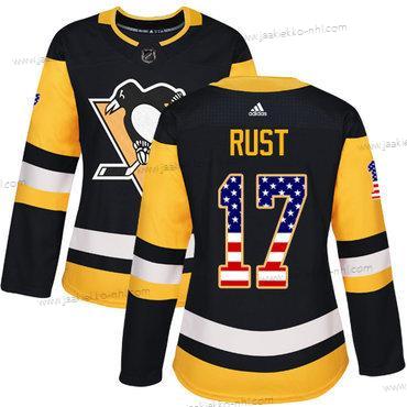 Adidas Naisten Pittsburgh Penguins #17 Bryan Rust Musta Kotiottelupaita Aito USA Flag Ommeltu NHL Paita